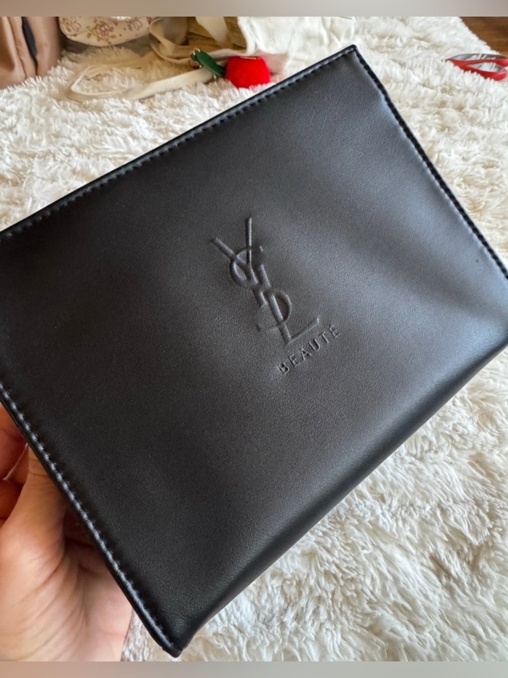 Yves Saint Laurent Black Clutch with Gold Hardware